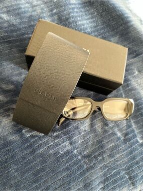 Prada Black Rectangular Sunglasses with Gray Lenses